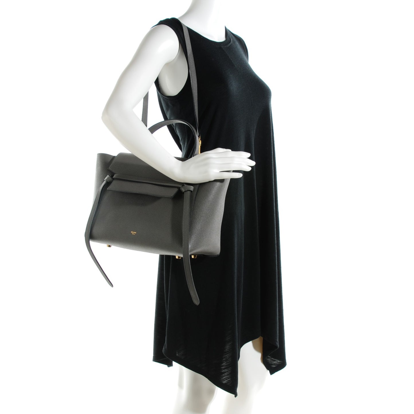 Grained Calfskin Mini Belt Bag Grey