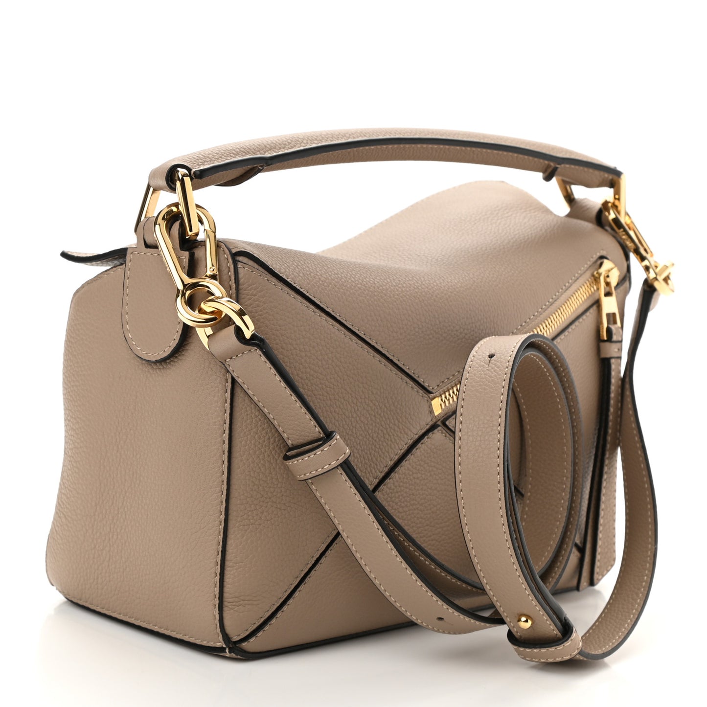 Grained Calfskin Small Puzzle Bag Sand