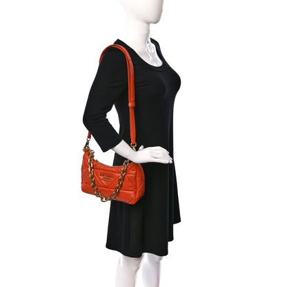 Prada Nappa Triangle Quilted Patchwork System Bag Arancio 2 of 10