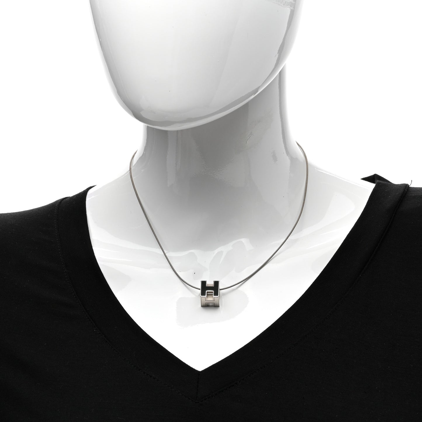 Palladium Laquered Cage d'H Necklace Black