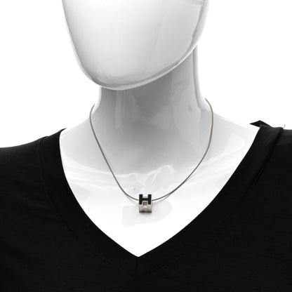 Hermes Palladium Laquered Cage d'H Necklace Black 2 of 5