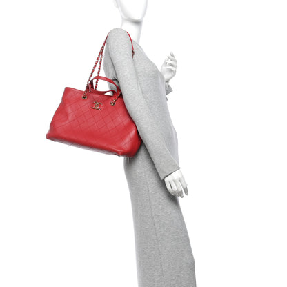 Chanel Calfskin Stitch Medium Ring My Bag Shopping Tote Red 2 of 14