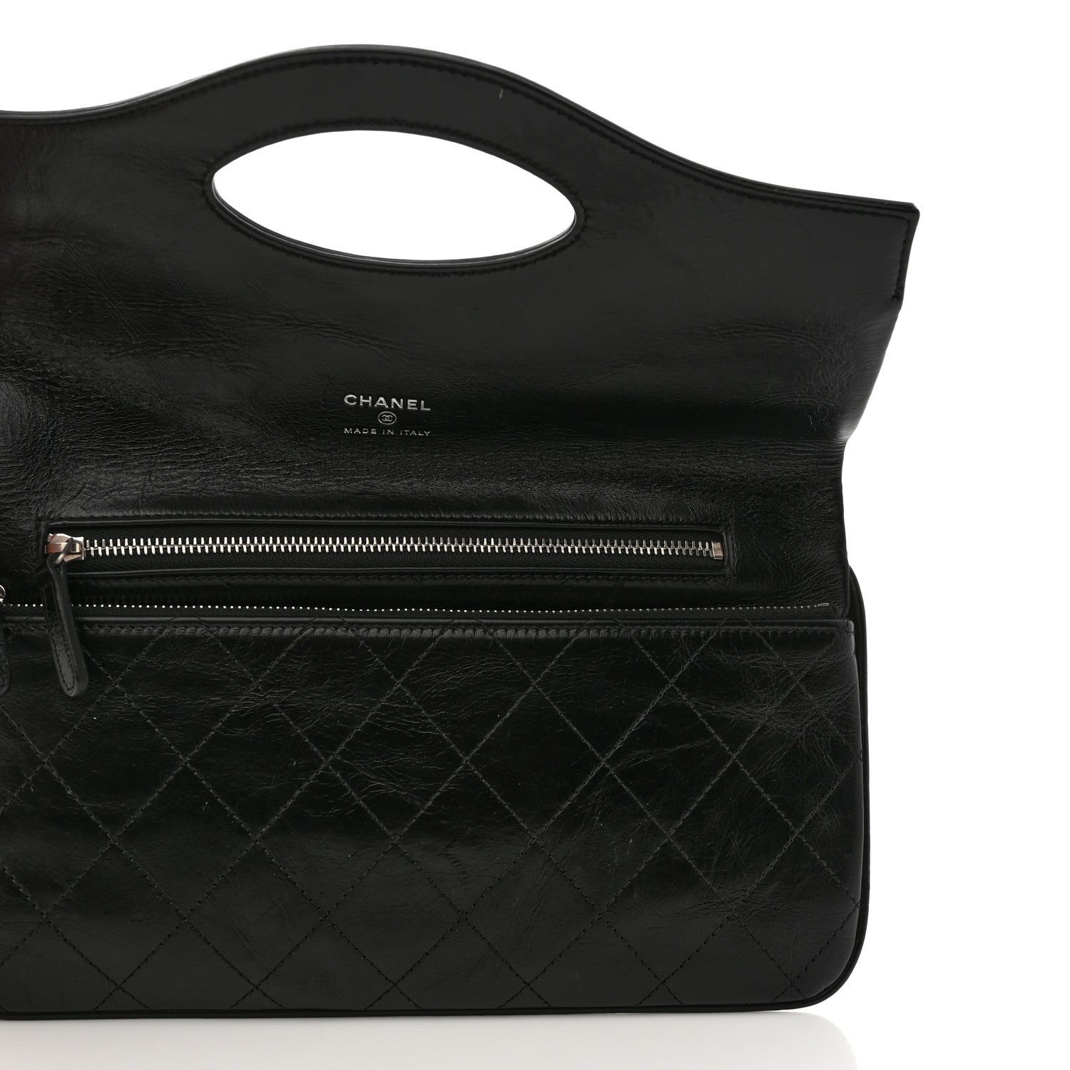 Chanel Aged Calfskin Stitched Large 31 Pouch Black White 6 of 8
