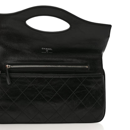 Chanel Aged Calfskin Stitched Large 31 Pouch Black White 6 of 8