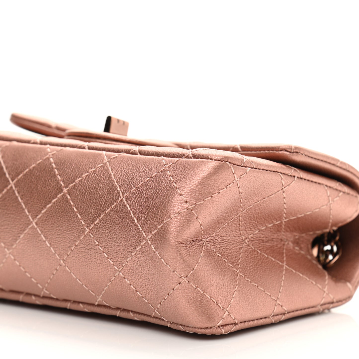 Metallic Grained Calfskin Quilted 2.55 Reissue Mini Flap Copper Pink