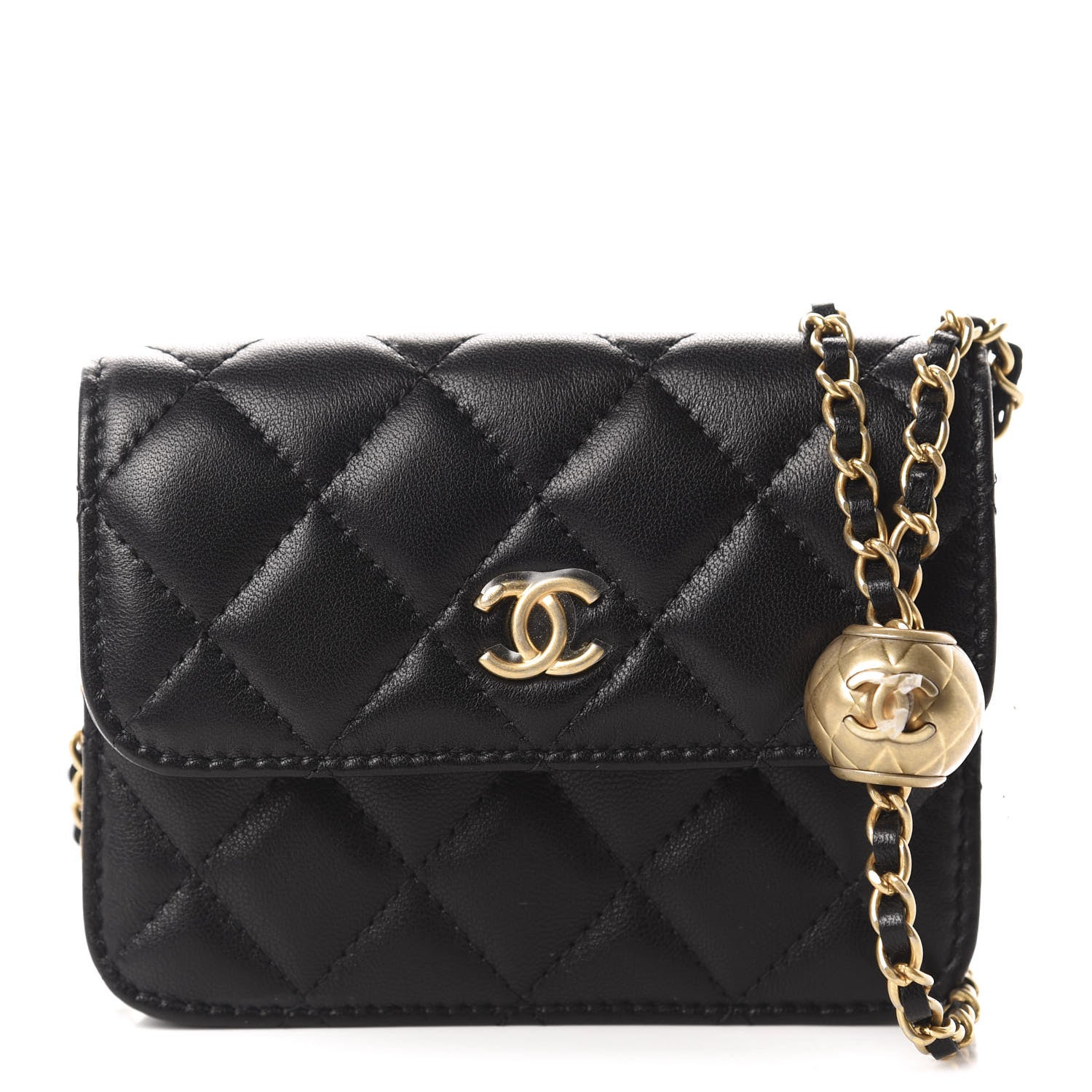 Chanel Lambskin Quilted Pearl Crush Clutch With Chain Black 1 of 12