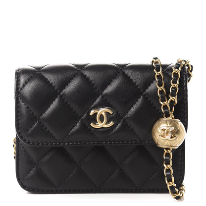 Chanel Lambskin Quilted Pearl Crush Clutch With Chain Black 1 of 12