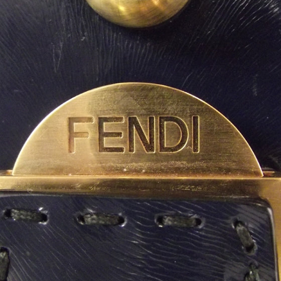 Fendi Textured Calfskin F3 Secret Code Satchel Blue 8 of 12