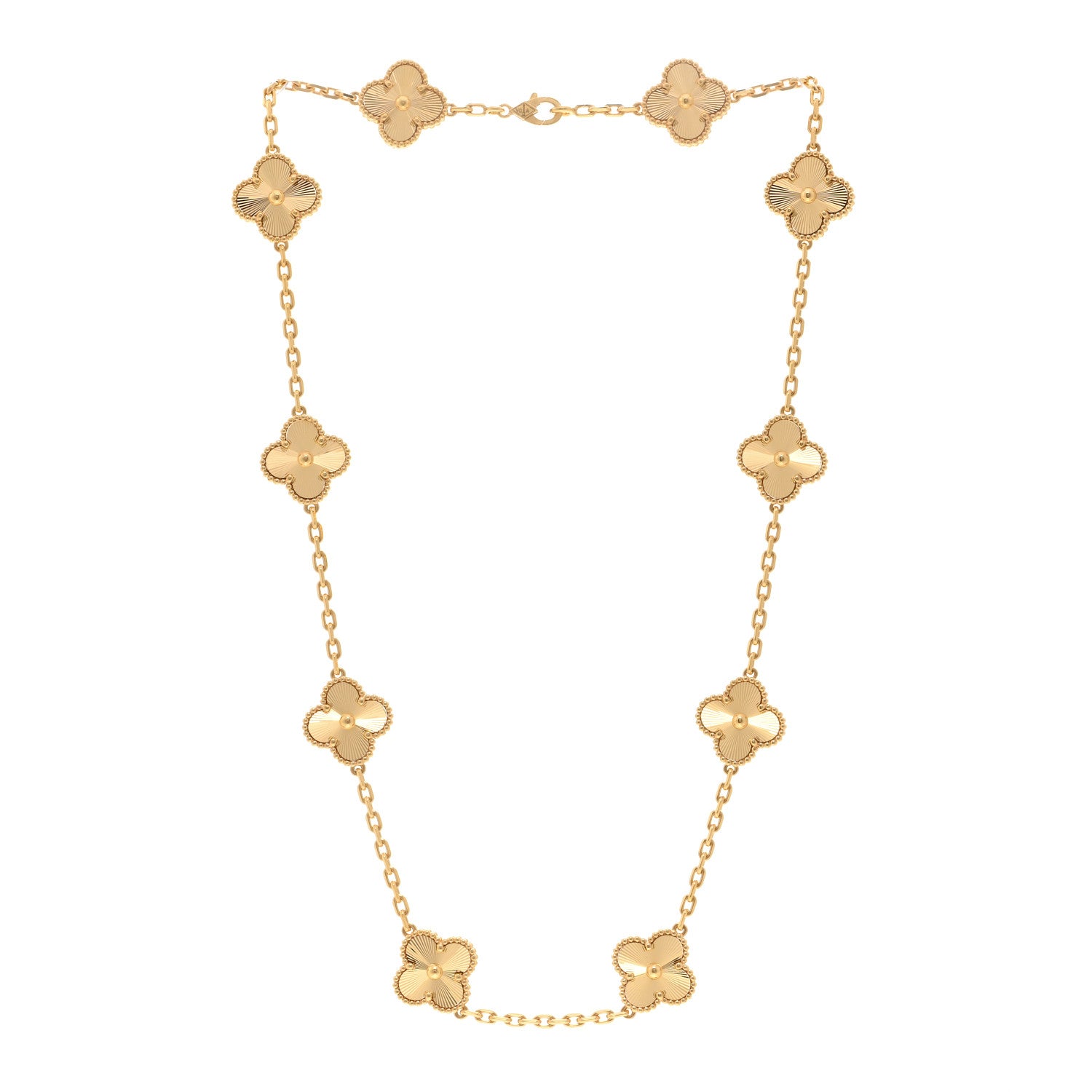 Van Cleef & Arpels 18K Yellow Gold 10 Motifs Guilloche Vintage Alhambra Necklace 3 of 5