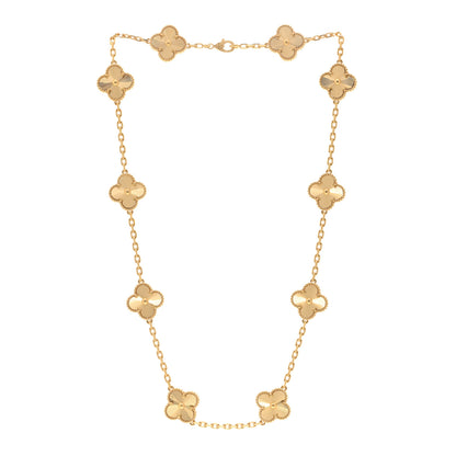 Van Cleef & Arpels 18K Yellow Gold 10 Motifs Guilloche Vintage Alhambra Necklace 3 of 5
