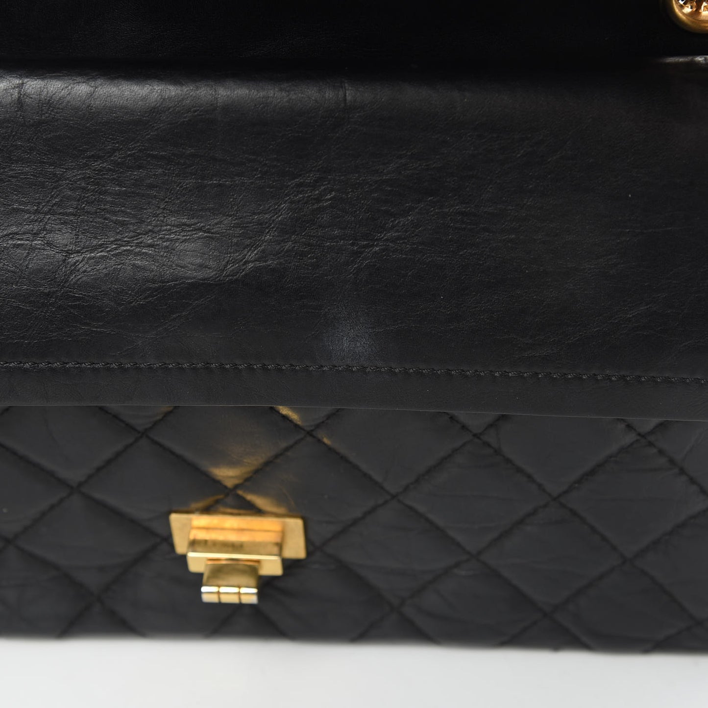 Aged Calfskin Quilted 2.55 Reissue 226 Flap Black