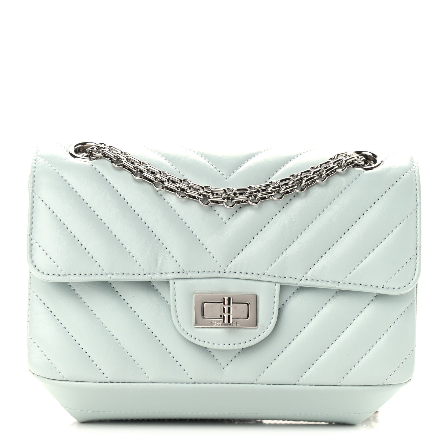 Chanel Aged Calfskin Chevron Quilted 2.55 Reissue Mini Flap Light Blue 1 of 9