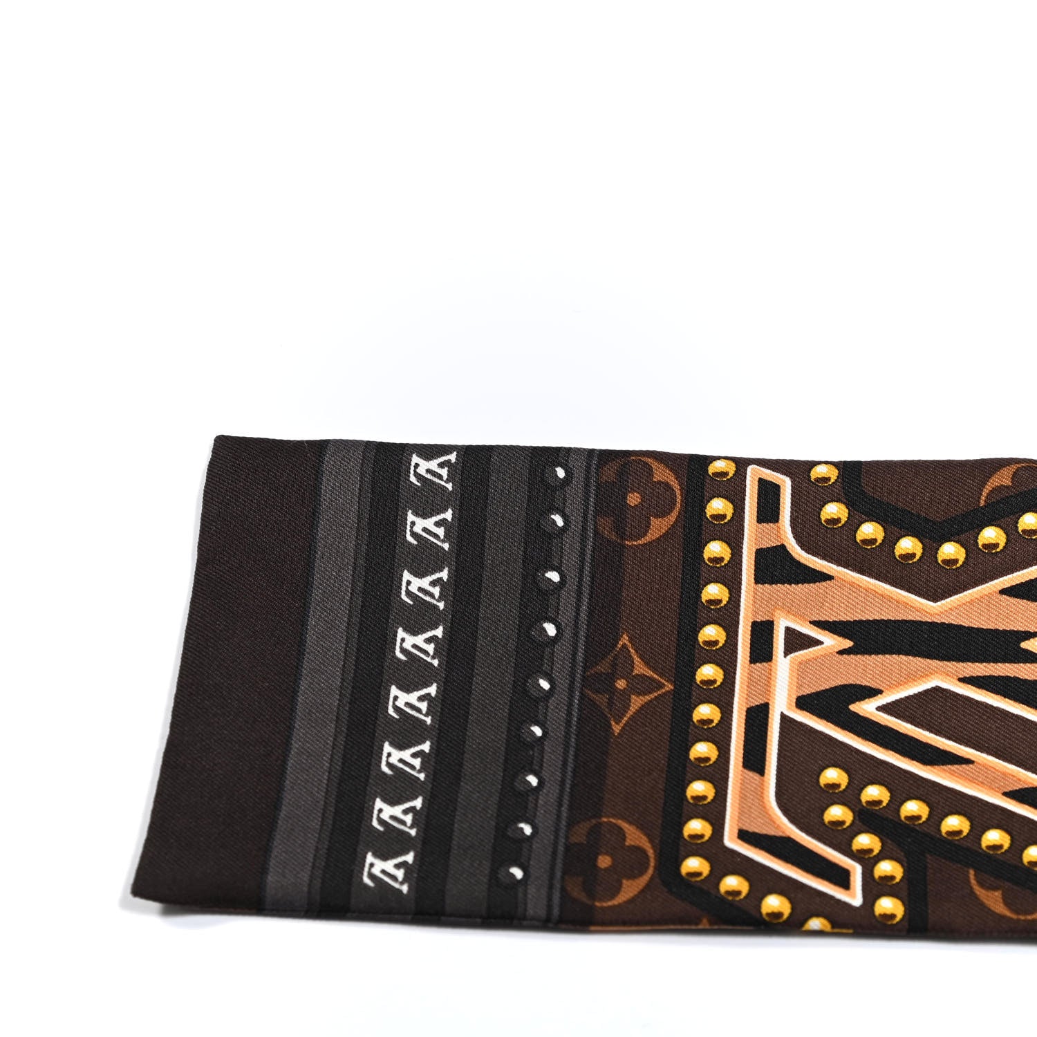 Louis Vuitton Silk Monogram LV World Bandeau Brown 2 of 3