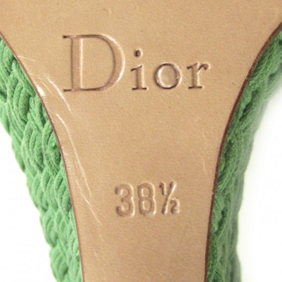 Christian Dior Leather Wedge Espadrilles 38.5 Green 7 of 7