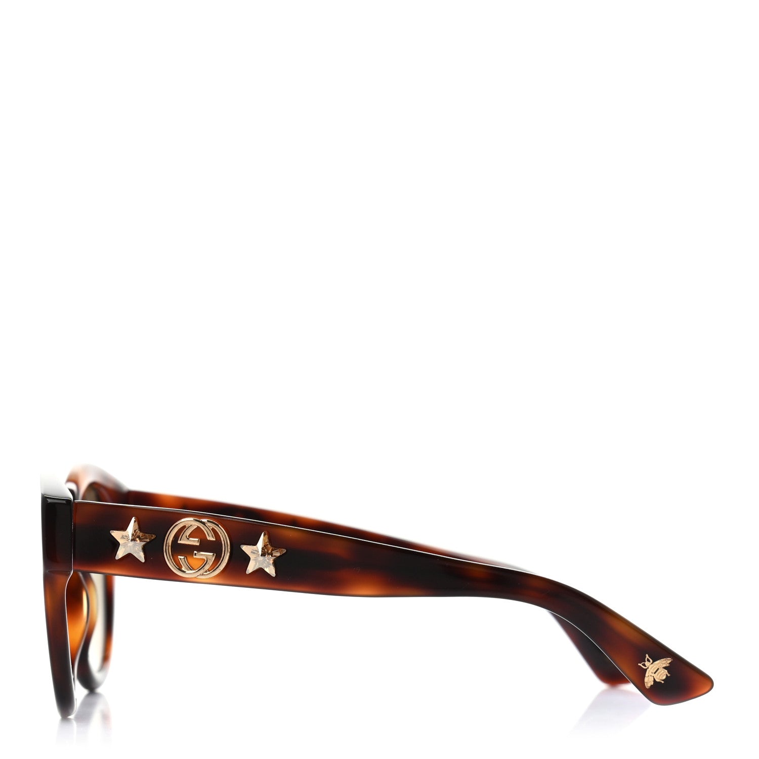 Gucci Acetate Round Frame GG Star Sunglasses GG0207S Tortoiseshell 3 of 7