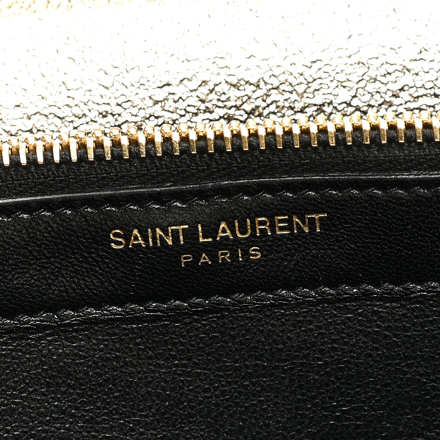Saint Laurent Metallic Crackled Calfskin Matelasse Chevron Monogram Chain Wallet Gold 6 of 8