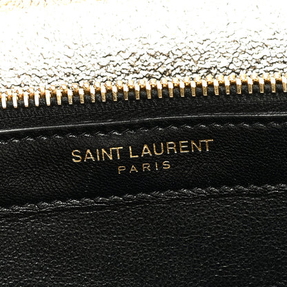 Saint Laurent Metallic Crackled Calfskin Matelasse Chevron Monogram Chain Wallet Gold 6 of 8