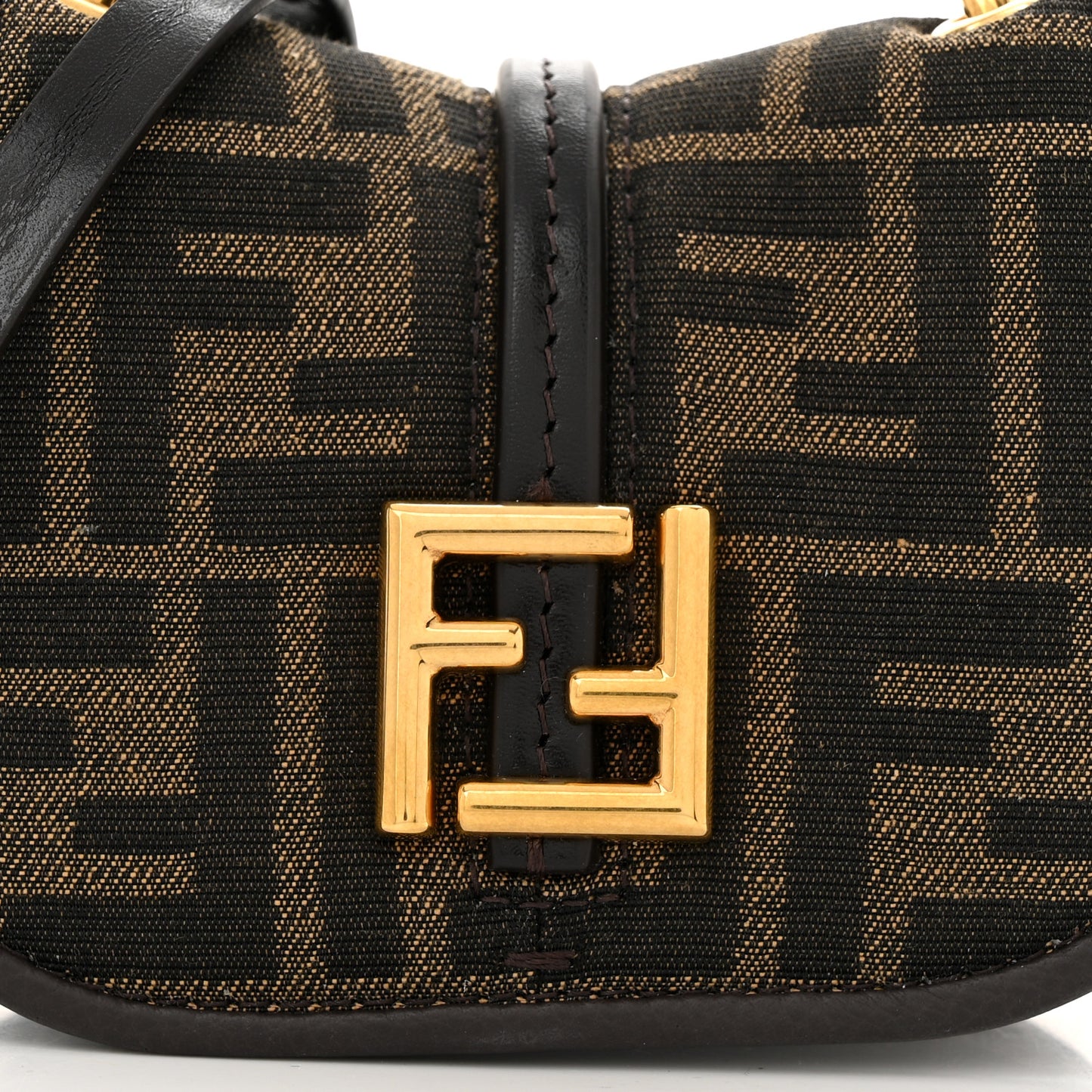 Fabric Jacquard FF 1974 Mini Fendi C'mon  Tobacco Moro Ebano