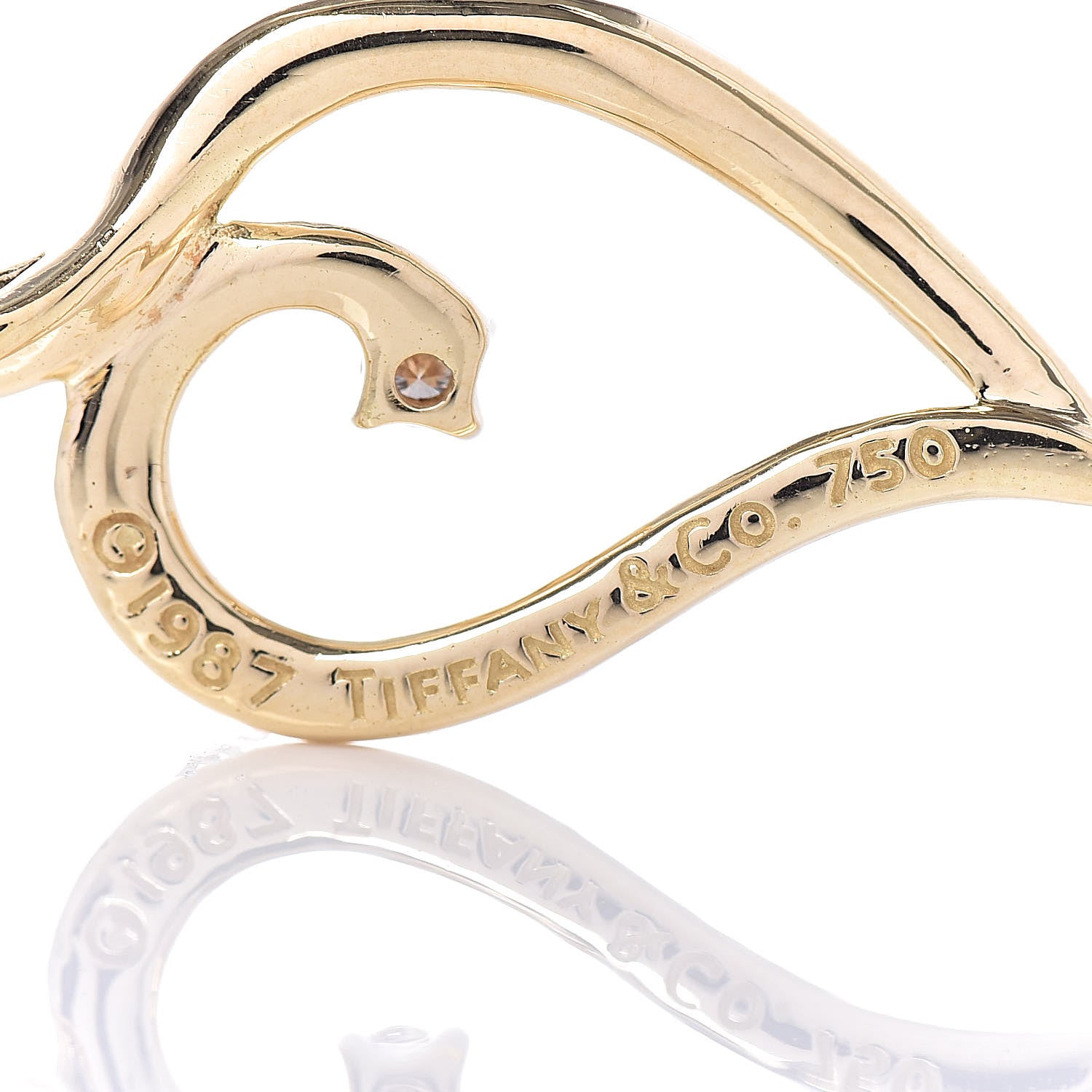 Tiffany 18K Yellow Gold Diamond Open Leaf Pendant 3 of 3