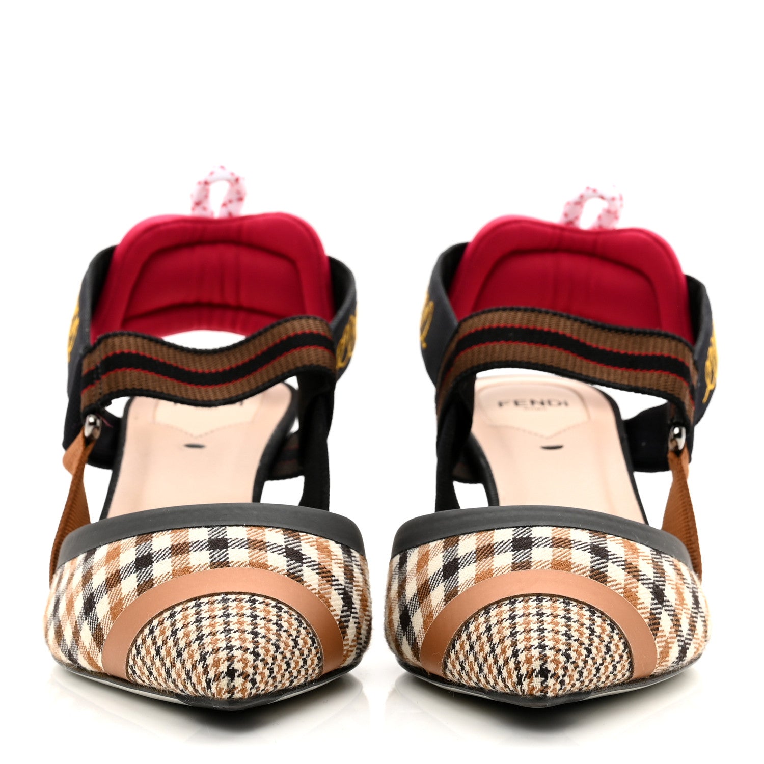 Fendi Wool Houndstooth Colibri Slingback Pumps 37 Brown 2 of 7