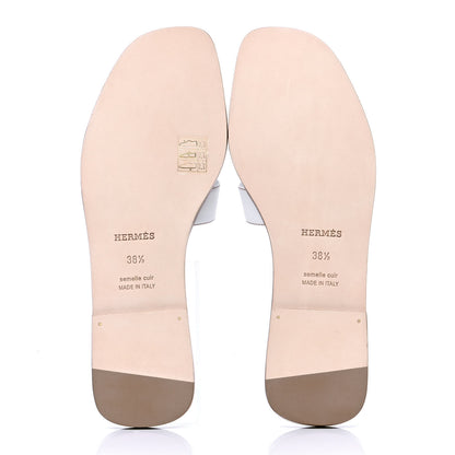 Hermes Box Calfskin Oran Sandals 38.5 White 4 of 4