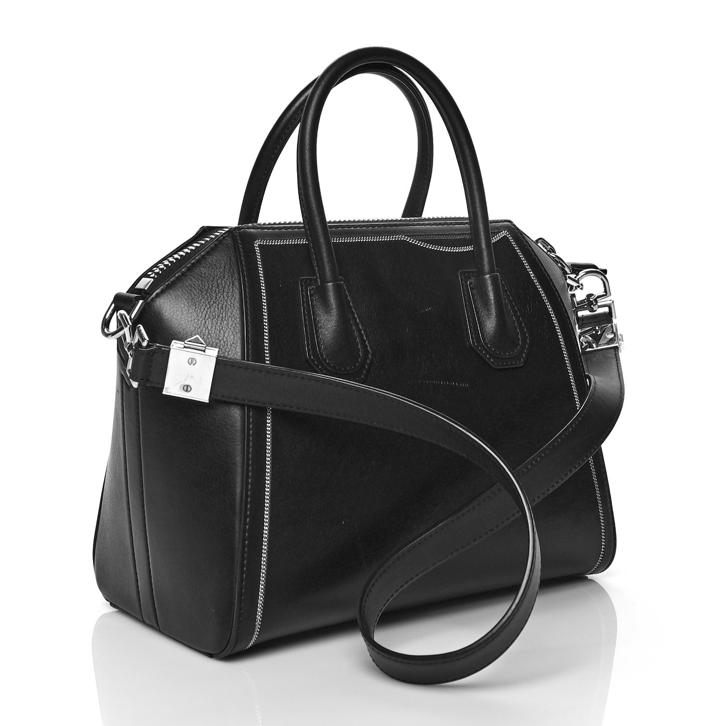 Buffed Calfskin Small Chain Antigona Black
