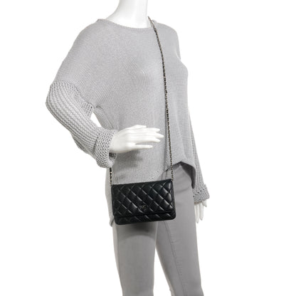 Chanel Lambskin Quilted Wallet On Chain WOC Black 2 of 10