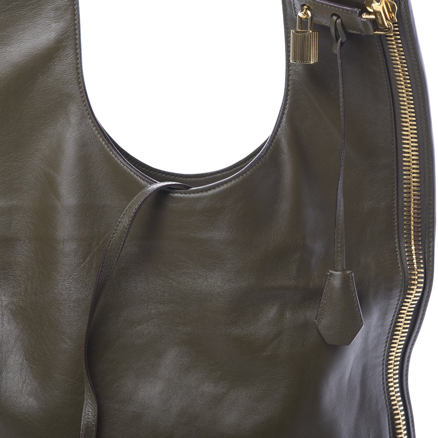 Ramskin Large Alix Padlock Zip Shoulder Bag Green