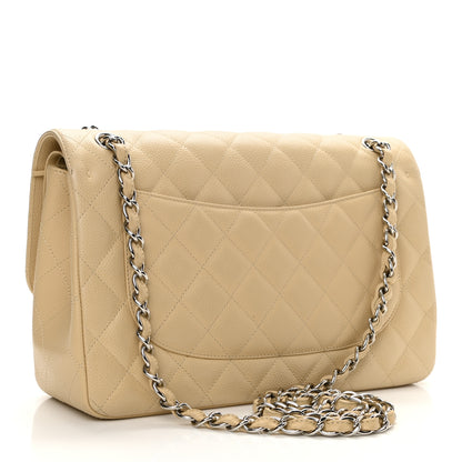 Chanel Caviar Quilted Jumbo Double Flap Light Beige 3 of 11