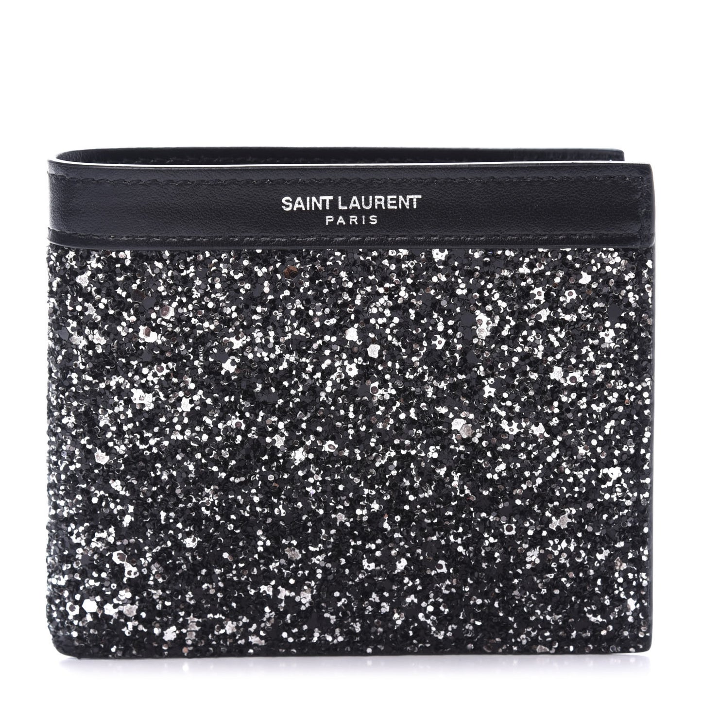 Calfskin Sequin Bifold Wallet Gunmetal