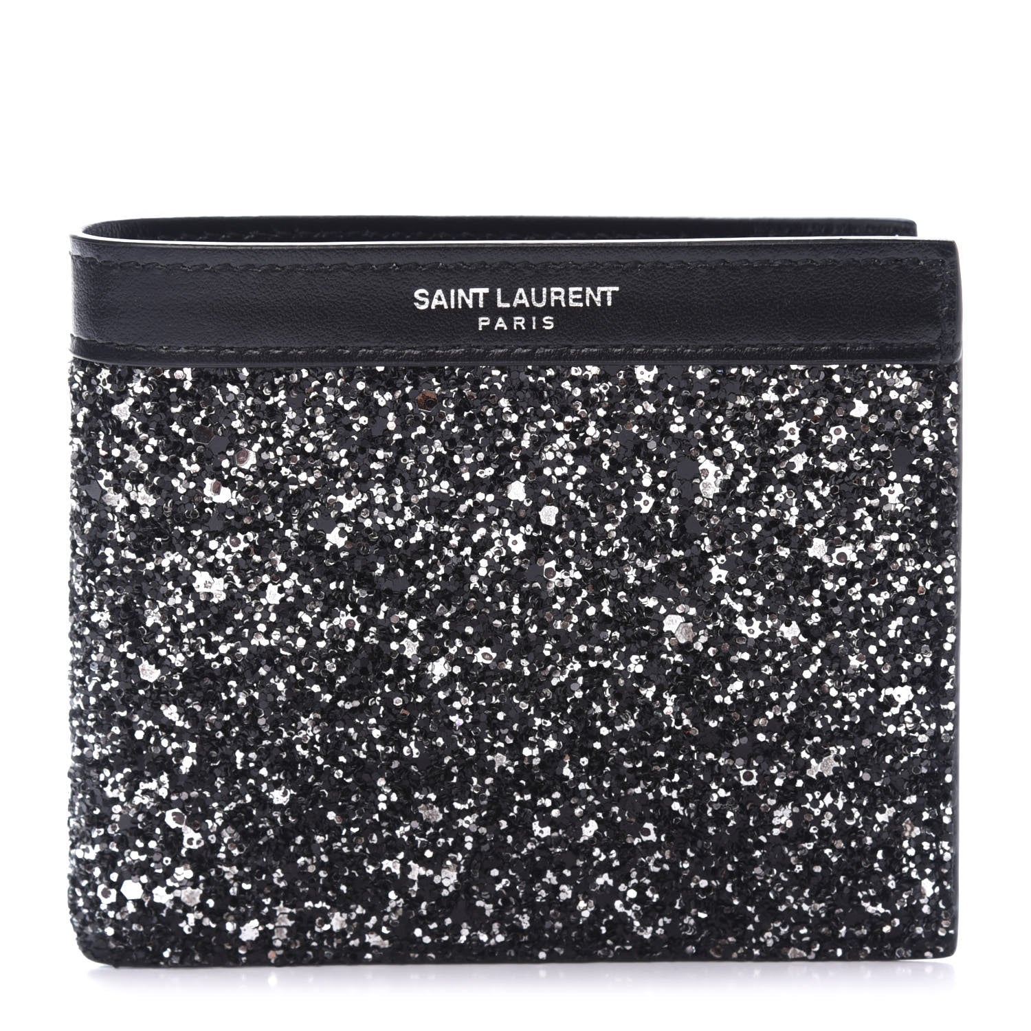 Saint Laurent Calfskin Sequin Bifold Wallet Gunmetal 1 of 7