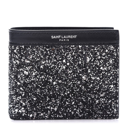 Saint Laurent Calfskin Sequin Bifold Wallet Gunmetal 1 of 7