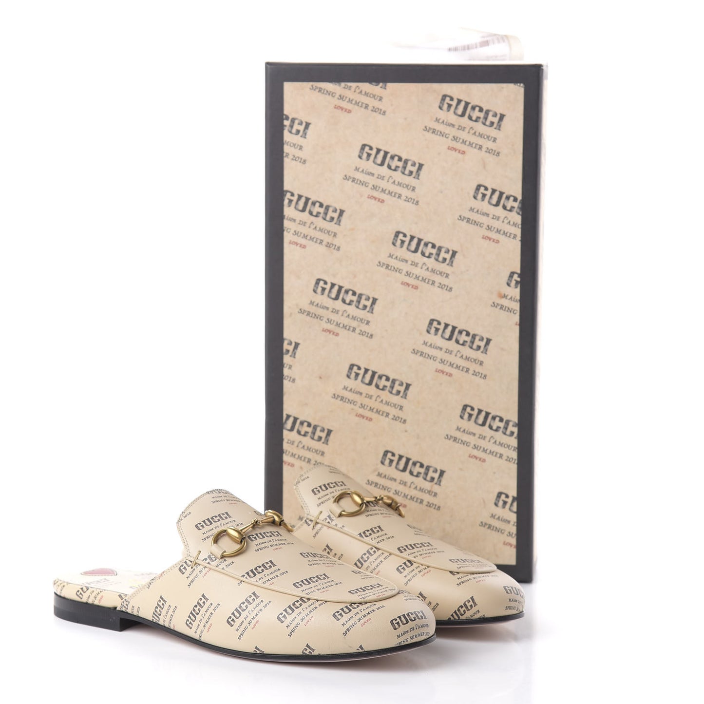 Calfskin Stamp Print Womens Princetown Slippers 37 Soy Black