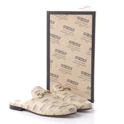 Gucci Calfskin Stamp Print Womens Princetown Slippers 37 Soy Black 9 of 9