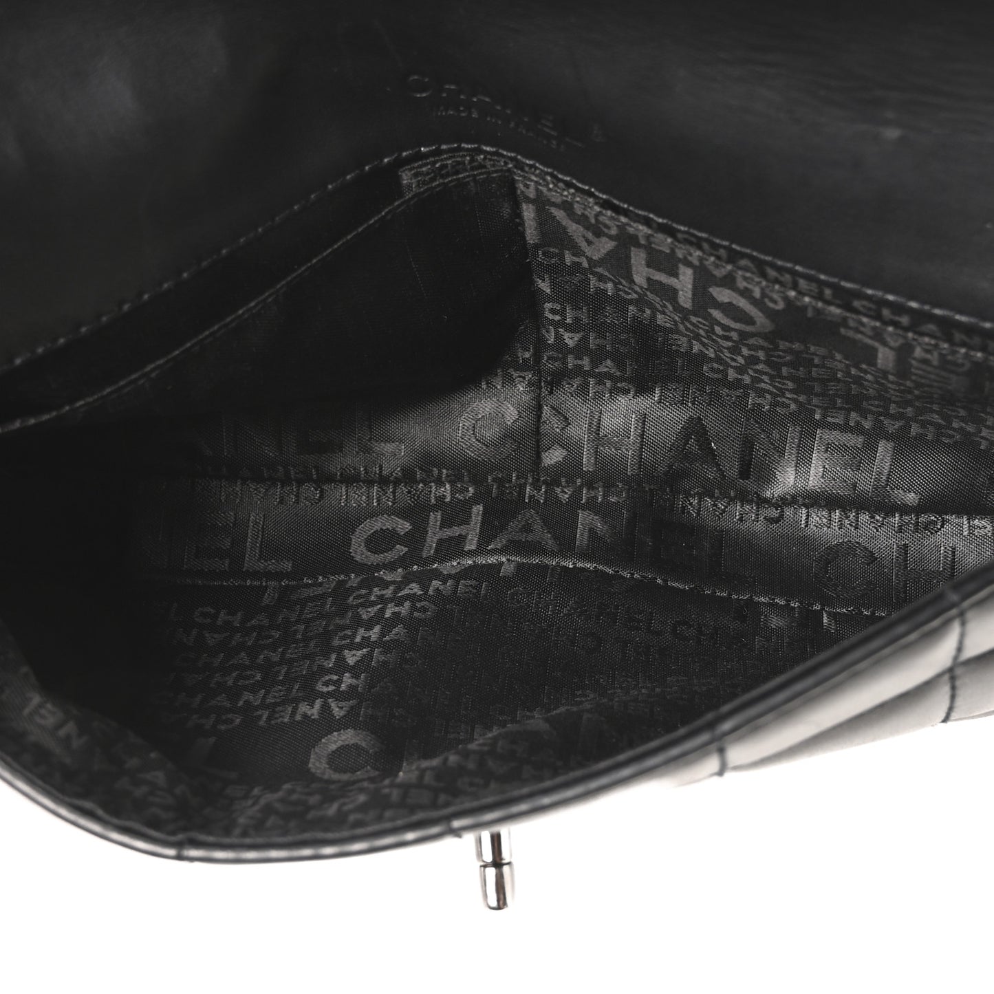 Lambskin Chocolate Bar Quilted Lambskin 3 Chain Flap Black