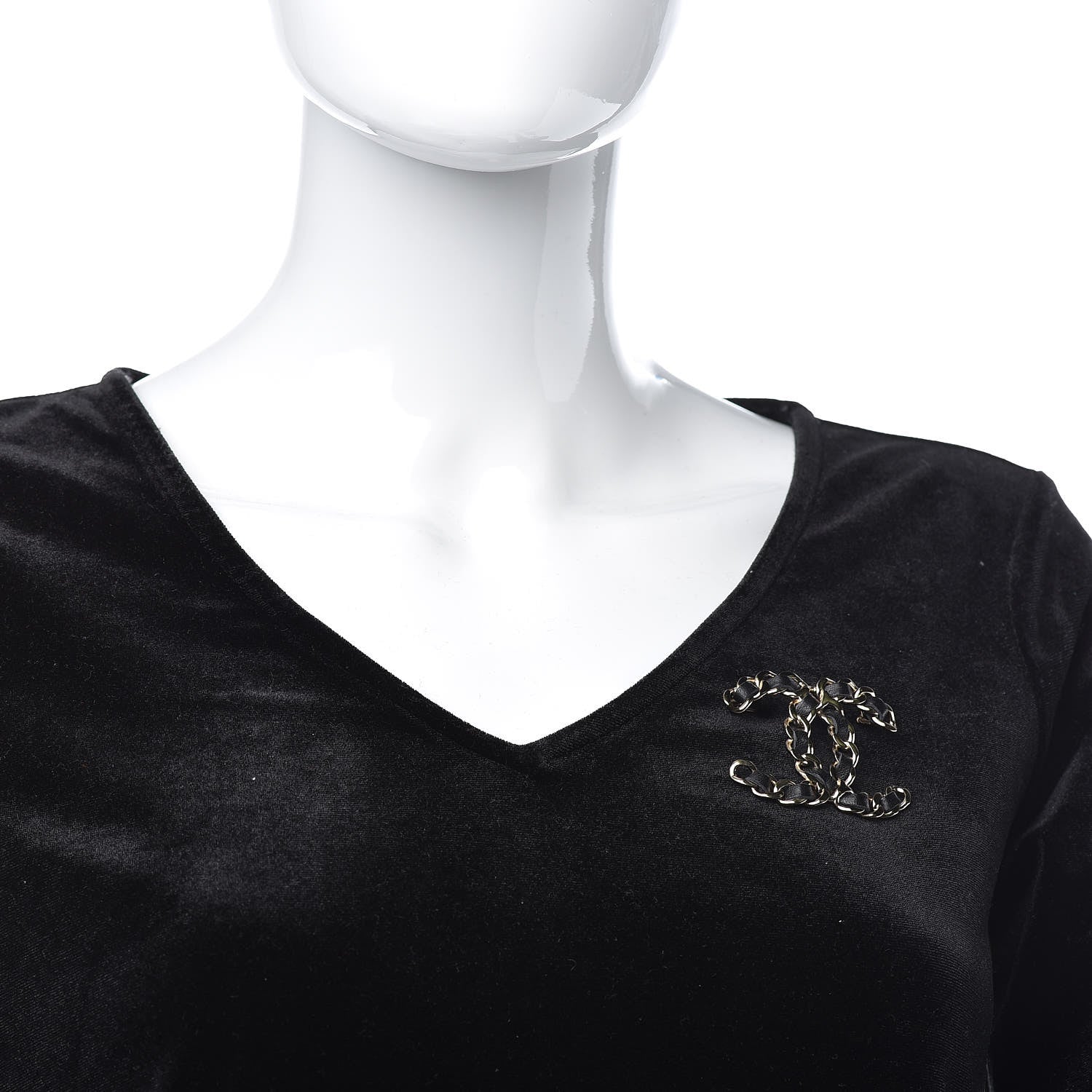 Chanel Lambskin Chain CC Brooch Black Gold 2 of 5