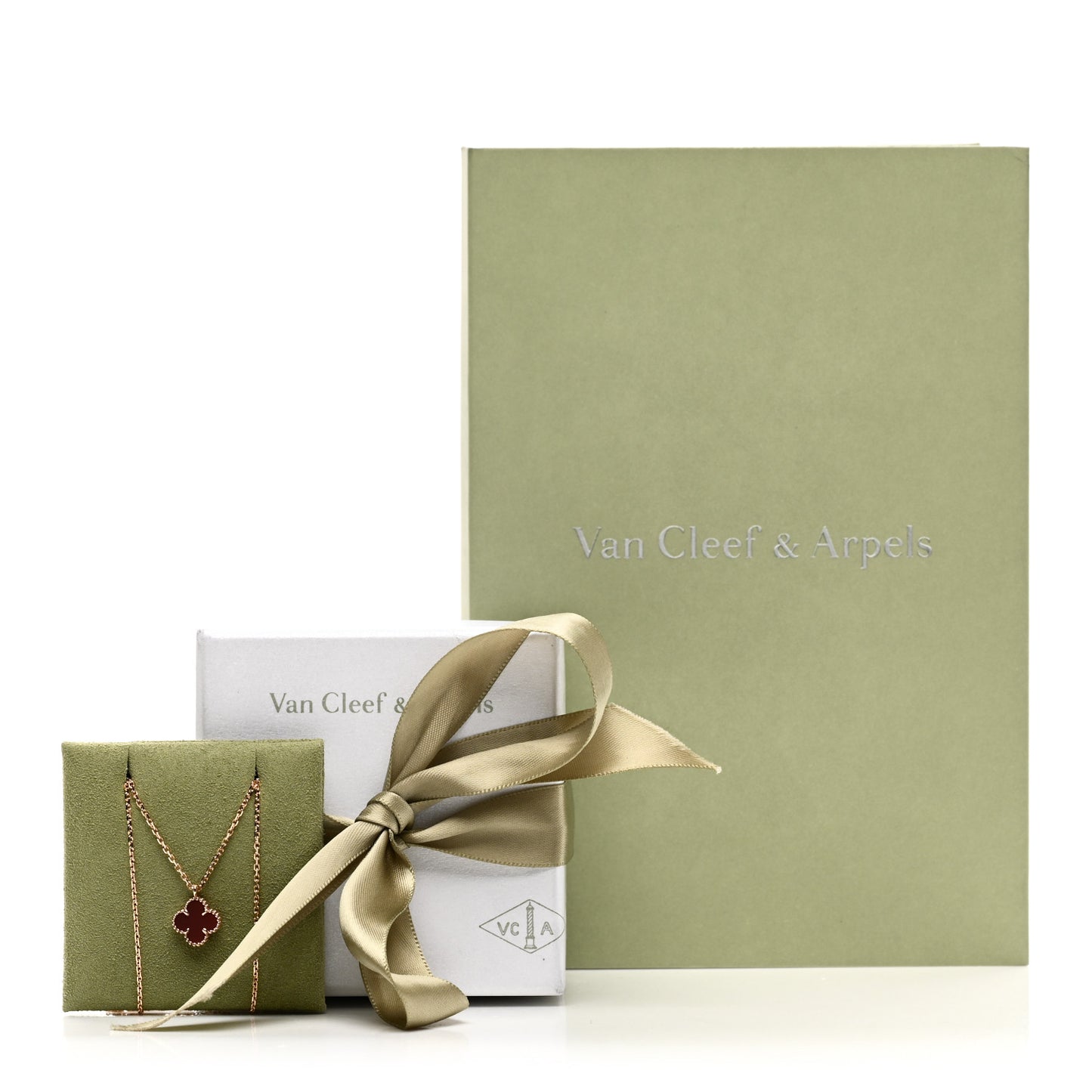 18K Rose Gold Carnelian Sweet Alhambra Pendant Necklace