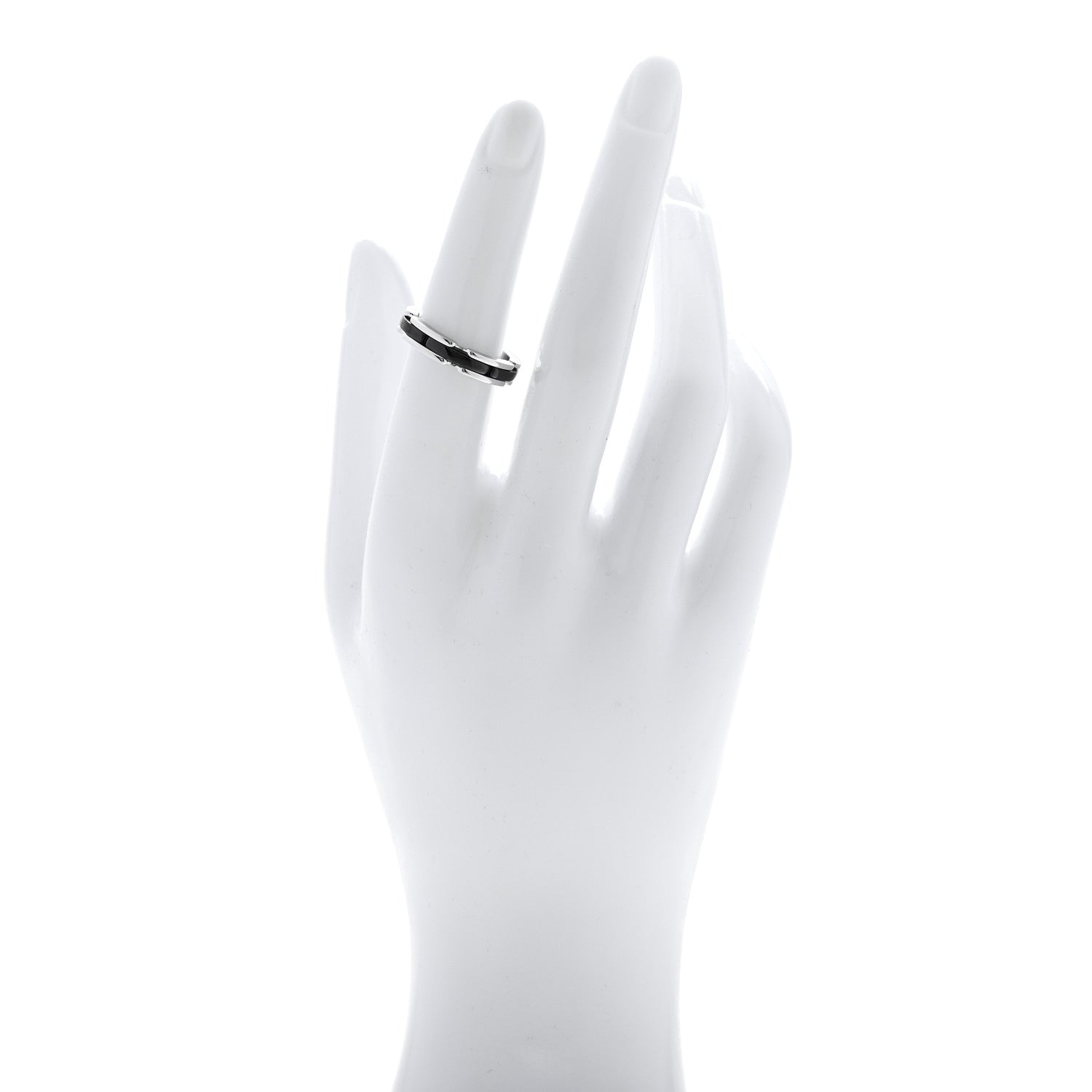 Chanel 18K White Gold Black Ceramic Small Ultra Ring 59 8.75 2 of 7