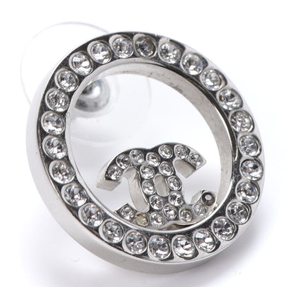 Chanel Crystal CC Round Earrings Silver 3 of 6