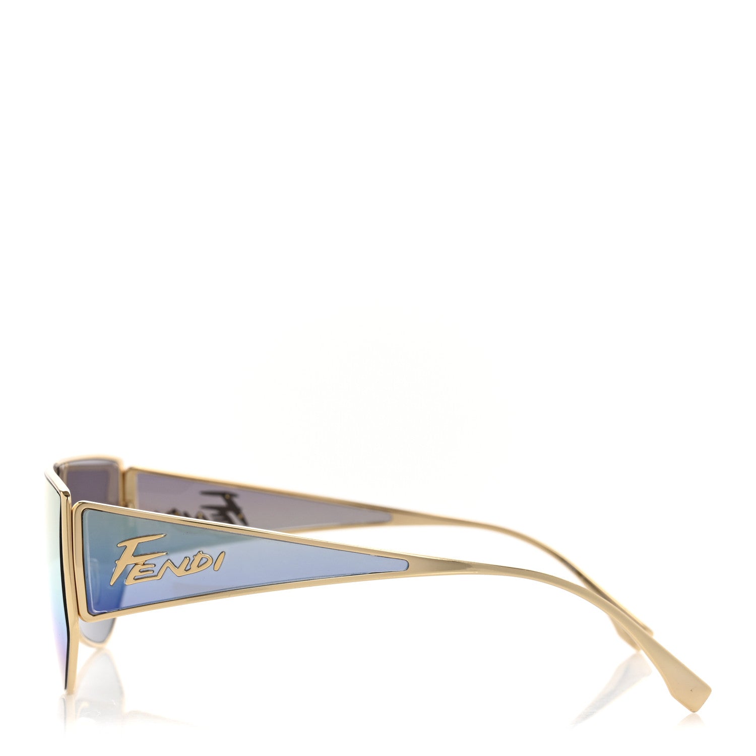 Fendi Metal Disco Geometric Sunglasses FE 40051/U Gold Blue Mirror 3 of 10
