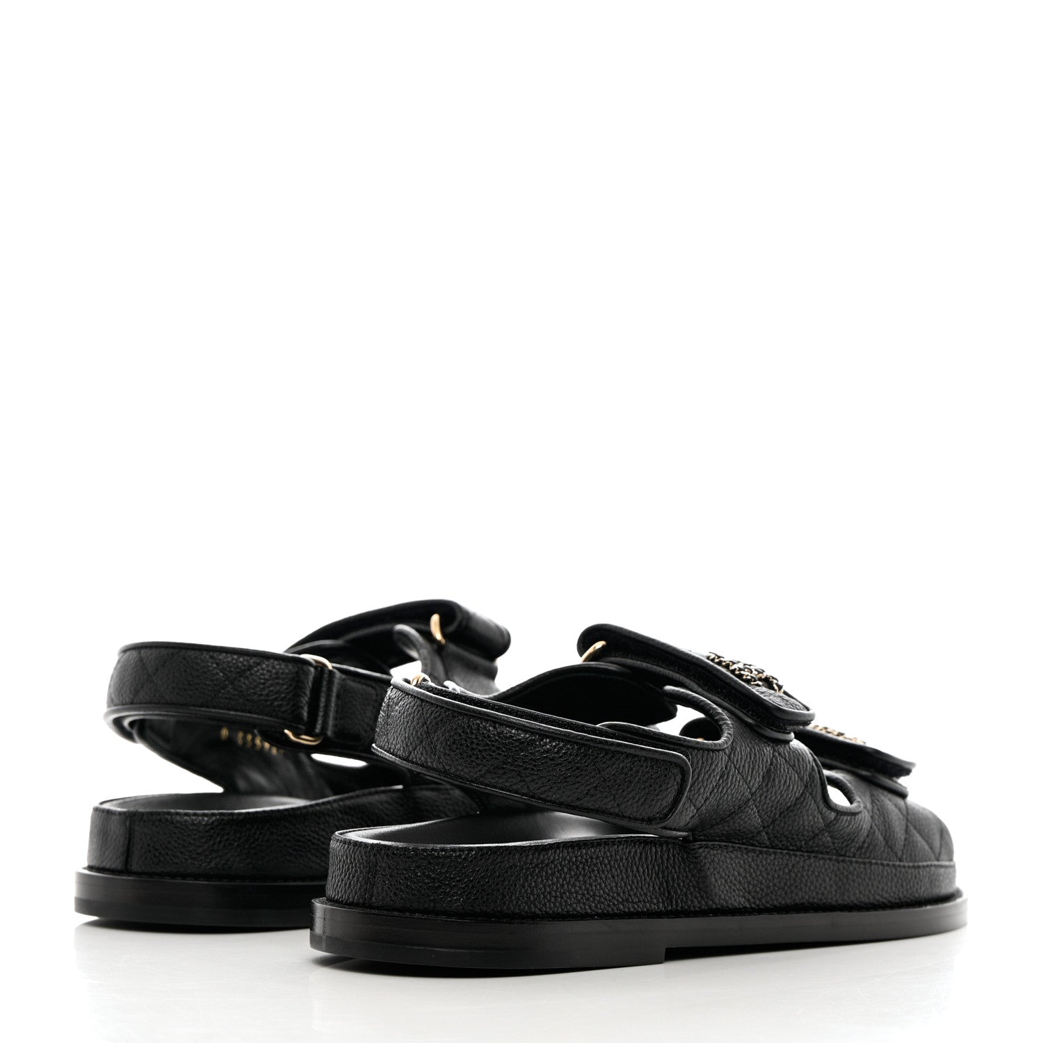 Chanel Grained Calfskin Velcro Dad Sandals 36.5 Black 4 of 10