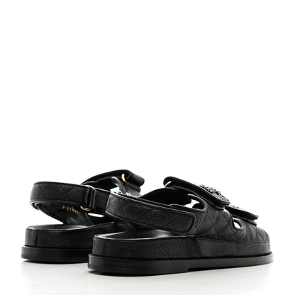 Chanel Grained Calfskin Velcro Dad Sandals 36.5 Black 4 of 10