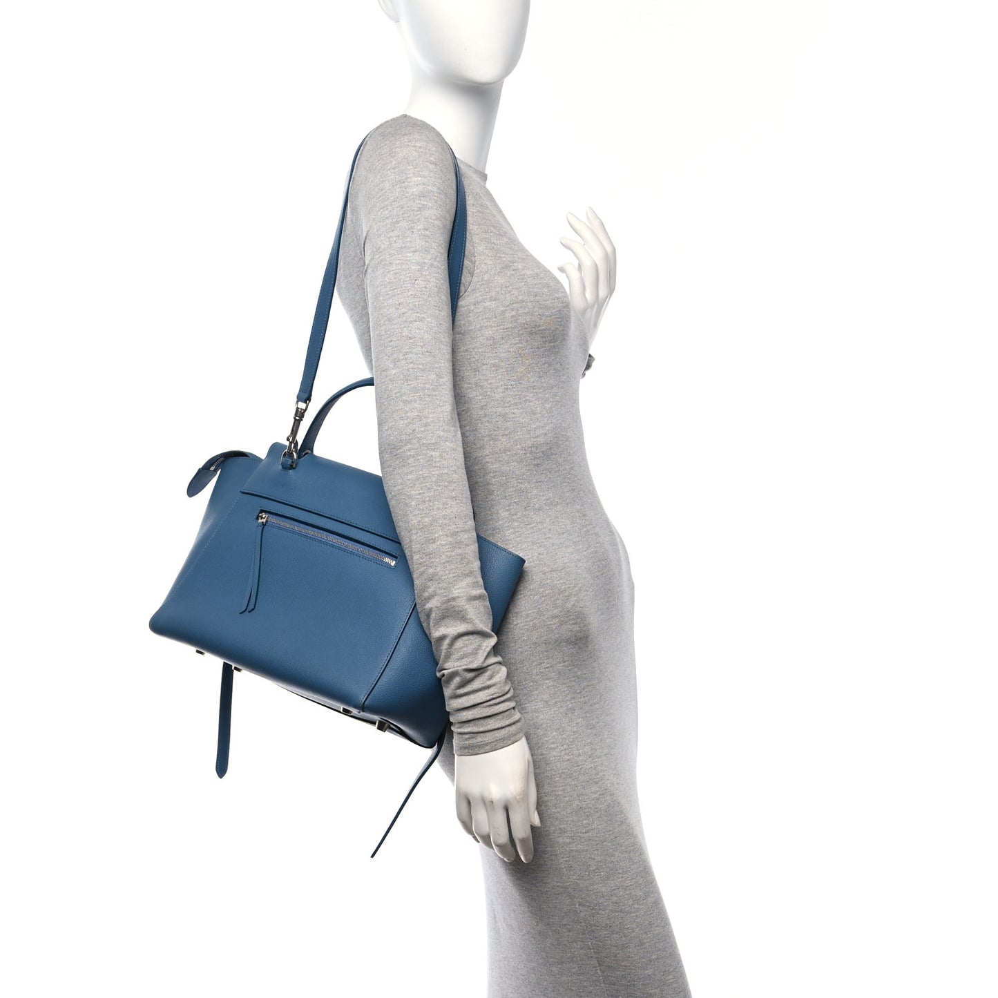 Grained Calfskin Mini Belt Bag Slate Blue