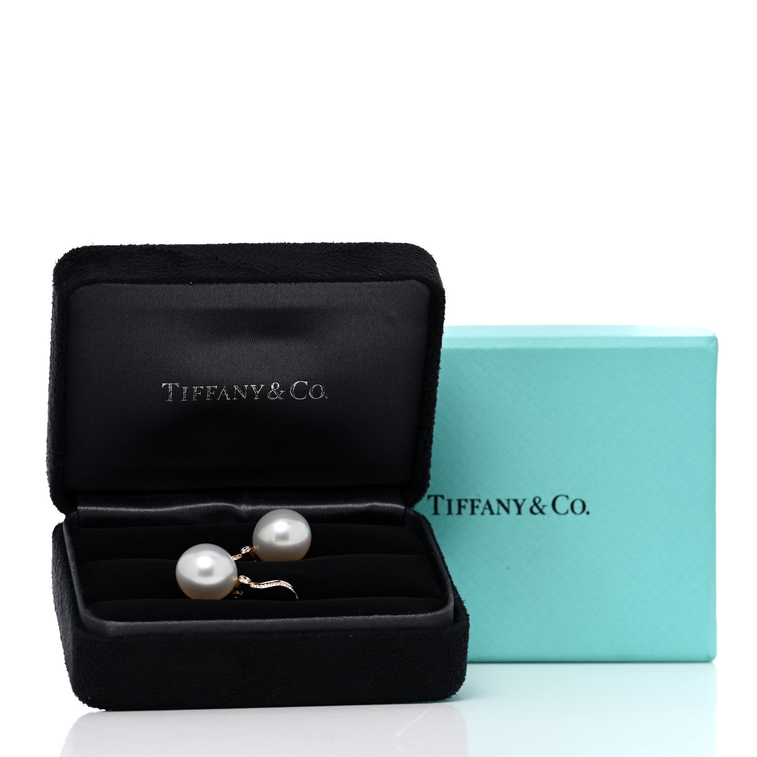 Tiffany 18K Rose Gold Diamond South Sea Cultured Pearl Noble Drop Earrings 5 of 5