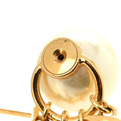 Christian Dior Pearl Crystal Tribal Logo Charms Earrings Gold 4 of 4