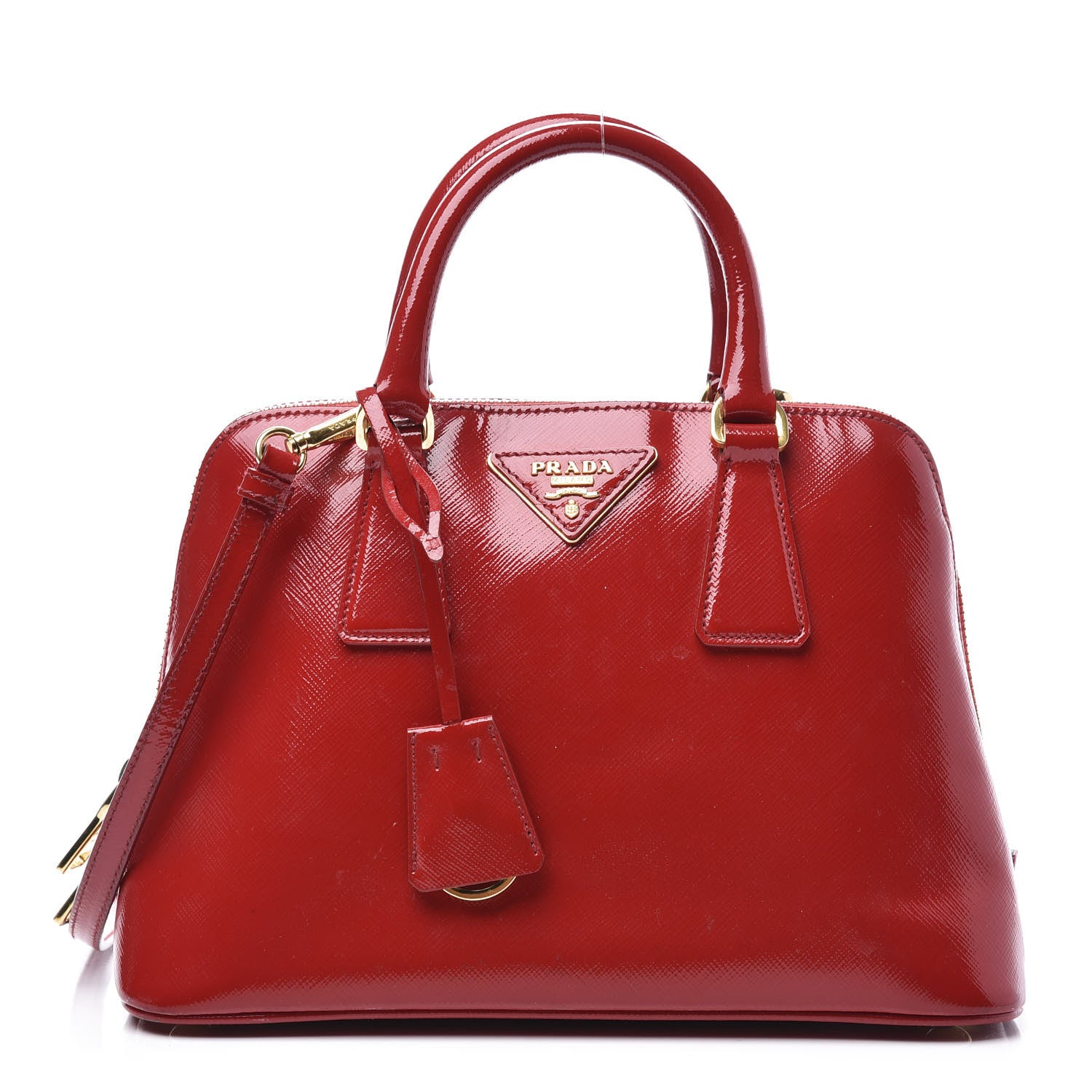 Prada Saffiano Vernice Mini Promenade Tote Rosso 1 of 13