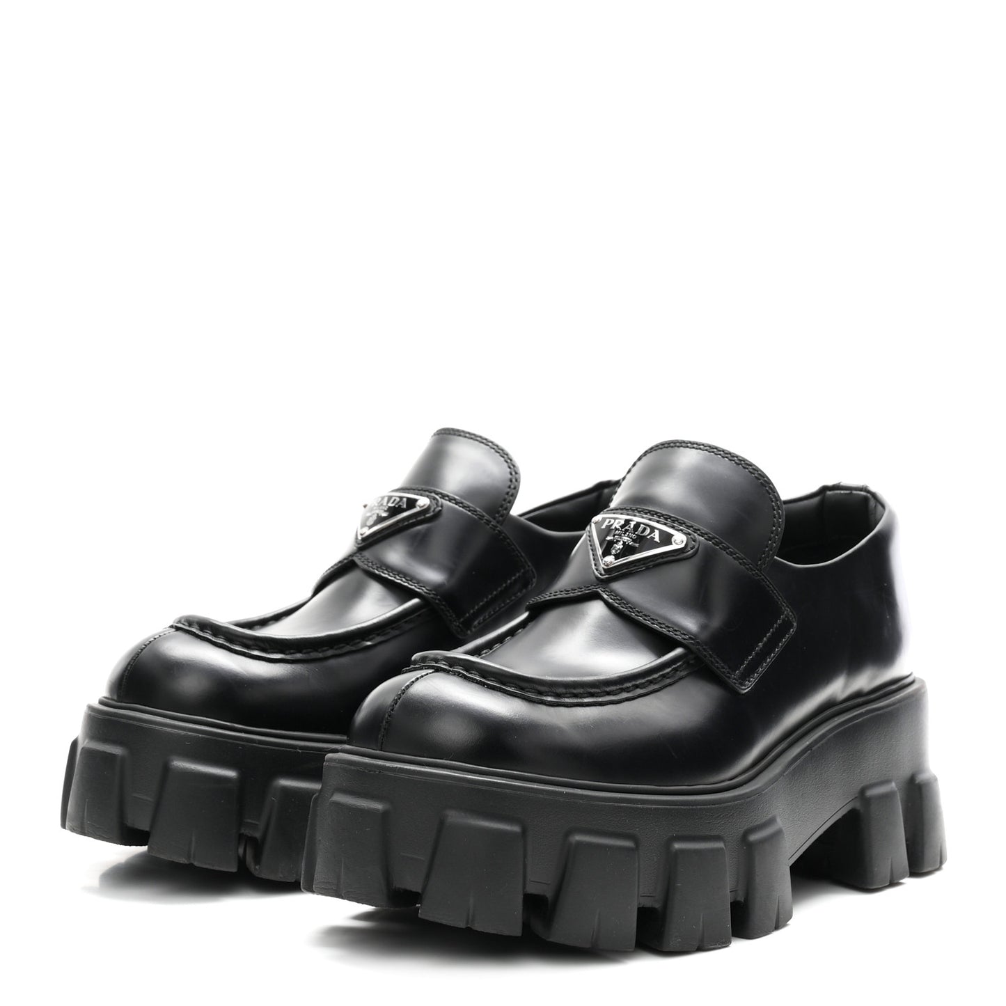 Spazzolato Rois Metal Triangle Logo Monolith 55mm Loafers 37 Black