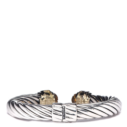 David Yurman Sterling Silver 14K Yellow Gold Citrine Amethyst 10mm Carved Cable Classics Bracelet 3 of 8