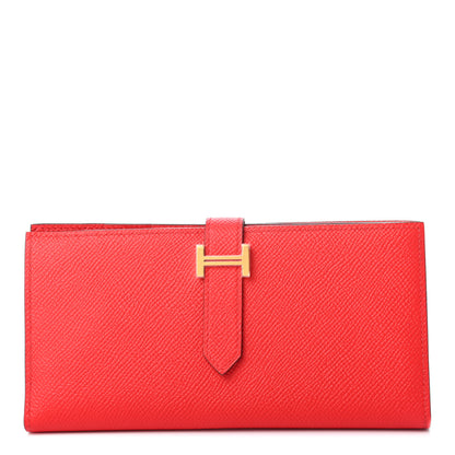 Hermes Epsom Bearn Gusset Wallet Rouge De Coeur 1 of 7