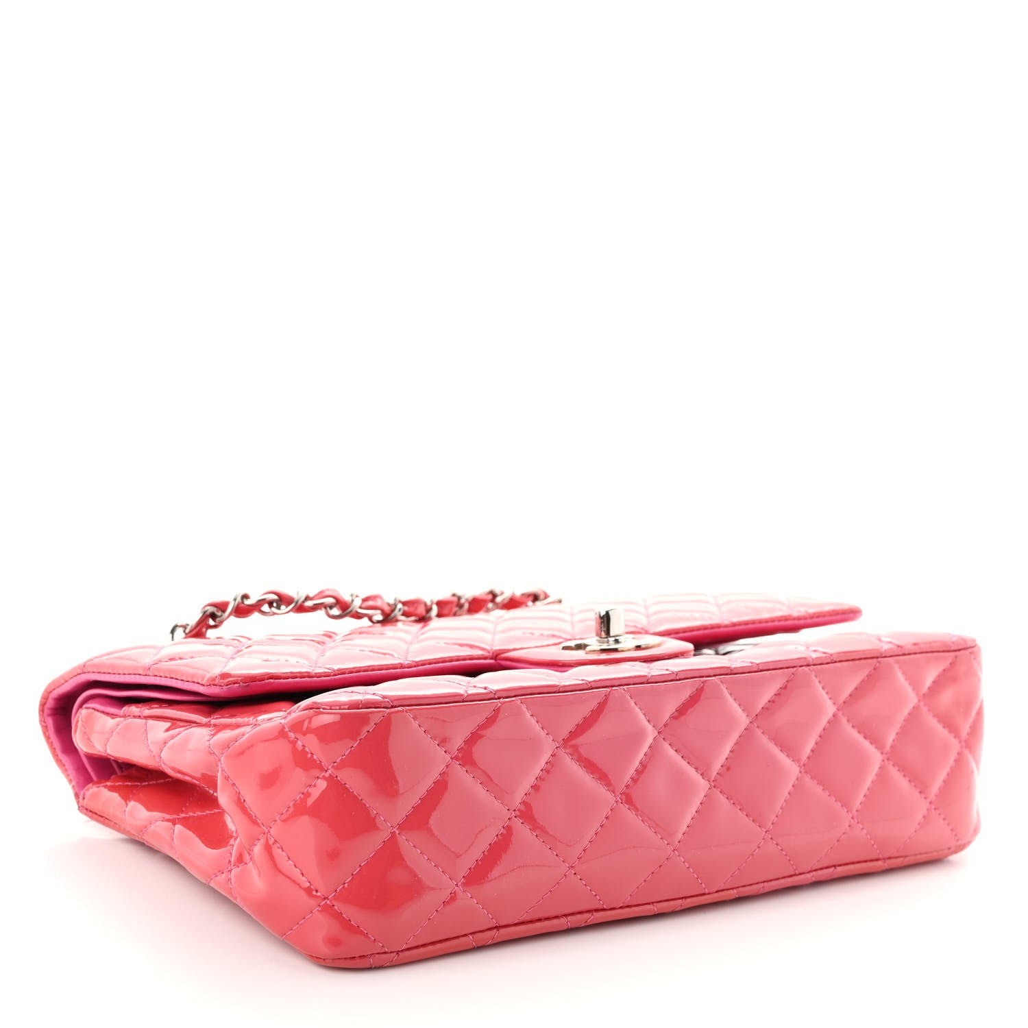 Chanel Patent Calfskin Quilted Medium Double Flap Pink 4 of 10
